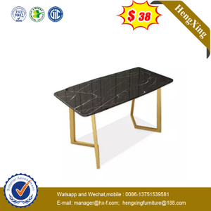 Factory Gold Stainless Steel Mirror Glass Top Rectangle DiningTable for Banquet Wedding