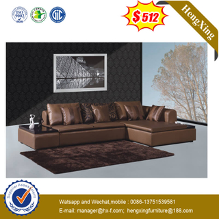 Luxury Brown Indoor Leather Sofa Home Sofa Bed Set With Corner Table