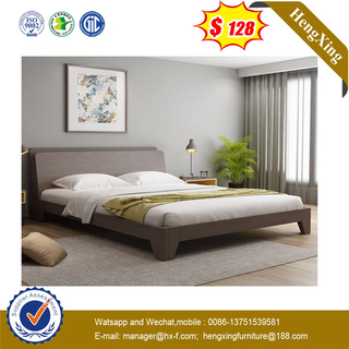 Modern Simple Bed Home Hotel Bedroom Furniture Set Double Bed with Wood Leg