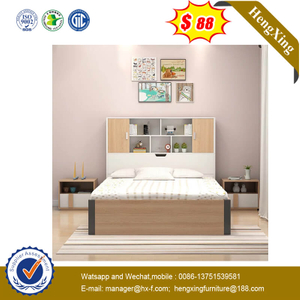 Economic Cheap Price High Quality Storage Home Use Bedroom Furniture Solid Bed With BookShelf