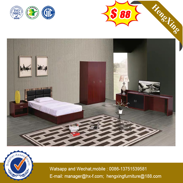 Oak Solid Wood Single Double King Queen Size Hotel Furniture Bed