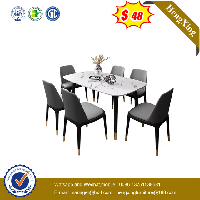Chinese Furniture Italian Wooden Top Solid Wood Leg Dining Table with metal fabric chair 