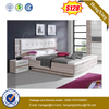Modern Thickened Grey Fabric Backrest Home Houseroom Storage Bed And Side Cabinet