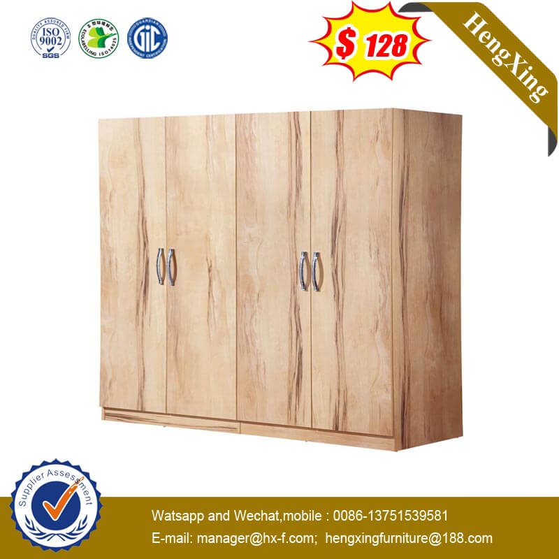 Chinese Cheap Log Color Wardrobe Home Furniture Closet With 4-door