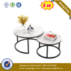 High Quality Wood Round Coffee Table Set with Stainless Steel Legs
