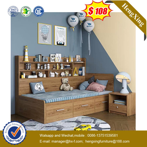 Simple Modern Minimalist School Home Bedroom Furniture Rack Single Storage Bunk Children Kids Bed with Mattress