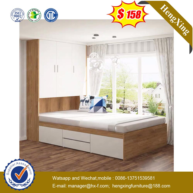 Wooden Modern Style Home Bedroom Children Baby Furniture Study Table Bookcase Kids Single Bed