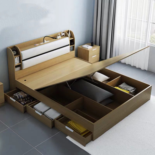 American Style Multi-function Storage Bed Space Saving Bedroom Furniture King Bed